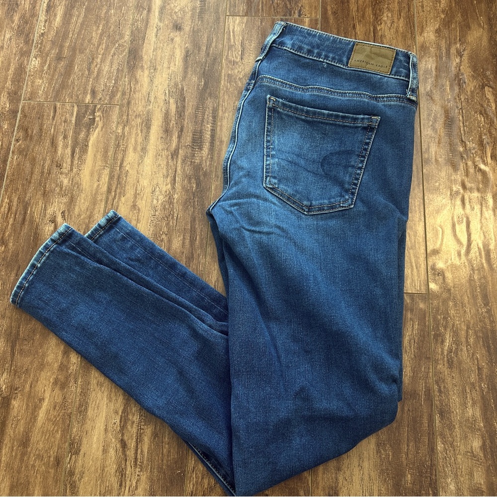 American Eagle low rise skinny jeans blue denim womens size 4 short AE pants